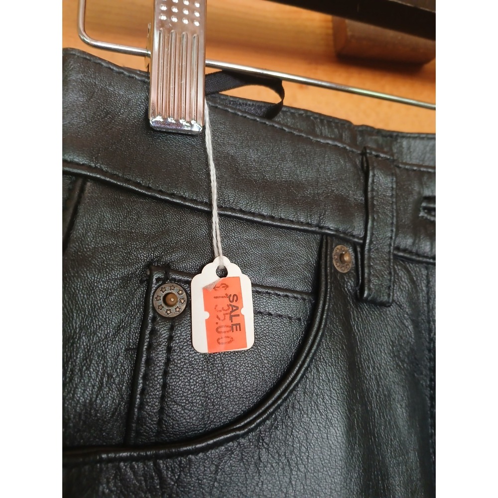 USA Bikers Dream Apparel Leather Pants [Broken Front Button]‎ Women's 3 / 4 31" - Picture 3 of 11